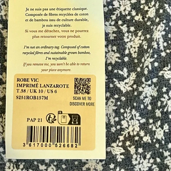 Sezane NWT SZ 6 Vic Dress Navy Floral Iconic French Midi Lanzarote Print - RARE! - Picture 12 of 13